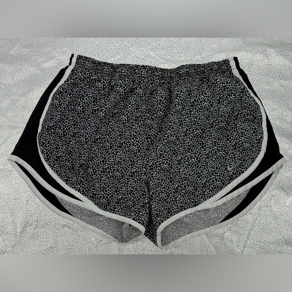 Nike Dri-FIT Running Shorts L Black White Animal Print Athletic Gym